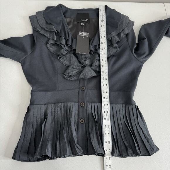 Aryn K. Womens Jacket L Gray Ruffle Button Cardigan Victorian Whimsigoth Fairy - Picture 6 of 13